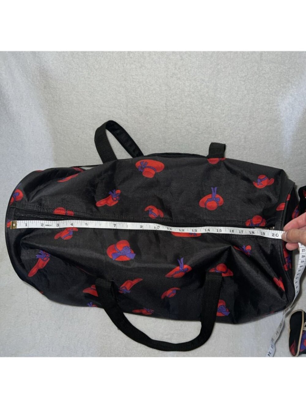 Red Hat Society 4 pc set tote shoulder bag toiletry hand Blk w/Red/Purple hats - Picture 2 of 16
